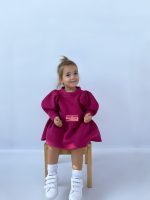 Φορεματάκι φουξ με φούντα στα μανίκια