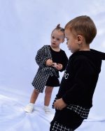 Dress with tweed details