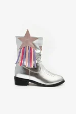 Καουμπόικες δερμάτινες μπότες με ασημένια αστέρια και φούντες