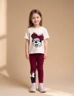 Disney Minnie Mouse Παιδικό Σετ – Εκρού/Μπορντό - Image 2